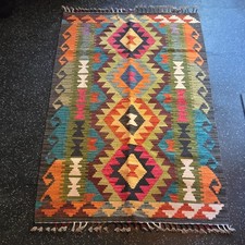 Authentic Afghan Kilim Rug, 3x5 Handwoven Wool Tribal Geometric Vibrant Colors picture