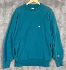 VTG 90s Champion Reverse Weave Mock Neck Sweatshirt Mens XL Teal Pockets USA picture