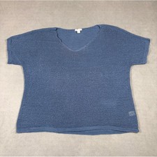 J.Jill Sweater Women Large Blue V-Neck Short Sleeve Cotton Blend Knit SSW089691 picture