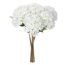 EZFLOWERY 5 Pcs Artificial Silk Hydrangea Flowers 18'' Bouquet Arrangement White picture