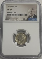 1966 SMS NGC MS69 Roosevelt Dime 10C Special Mint Set Uncirculated Portrait Lbl picture