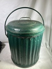 Vintage Ash Trash Waste Can Witts Pail Handle Galvanized Garage Shop Rag picture