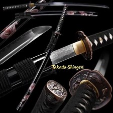 Katana Sword Clay Tempered T10 Steel Hamon Japanese Samurai Katana Dragon Sword picture