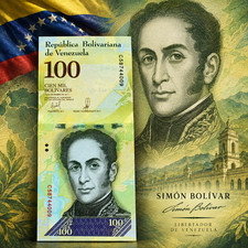 🇻🇪 Venezuelan 100 Bolivar Banknote Currency Simon Bolivar YZ Cardinals at Back picture