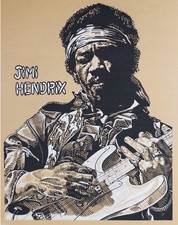 🎸 pristine vintage Jimi Hendrix silkscreen by K. Chillis, 1980 / MINT • RARE picture