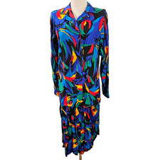 VTG Rafaella ULTIMATE 80s Suit Top Skirt WILD Bright Colors Made in Italy SMALL picture