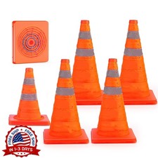 Conos De Seguridad Vial Plegables De 18 Pulgadas Paquete De 6 Multiusos US NUEVO picture