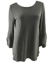 NWT $79.50 Chicos Traveler’s  Bell Sleeve Top Long  Sleeve GrayShirt Blouse picture