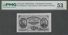 3rd Issue 15c SHERMAN/GRANT SPECIMEN PMG AU 53 Fractional Currency picture