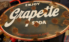 Enjoy Grapette Soda porcelain enamel sign vintage picture