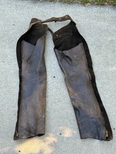 Vintage Adult Brown Leather Chaps Talon Zipper Western Wear Cowboy Weathered picture