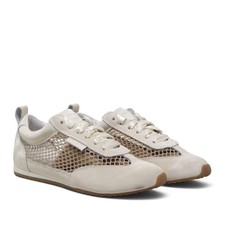 J/Slides Womens Penny Mesh Sneakers Off-White Mesh Lace Up 6.5 picture