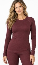 $115 Smartwool Women’s Merino Base Layer Crew Top -Black Cherry Heather - Medium picture