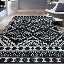 Rugshop Southwestern Geometric Tribal Boho Diamond Area Rug Black 5' x 7' picture