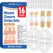 AZEN 16 Pack Wound Closure Strips, 4 Types Butterfly Bandages, Emergency Lacerat picture