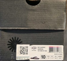 MEN'S UGG CLASSIC SHEARLING SANDAL/FLIP FLOPS BLACK-GREY (BNIB) RETAIL $125 picture