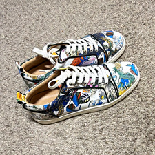 Christian luboutin Men’s Multicolor/White Graphic Print Low Top Lace-Up Sneaker picture