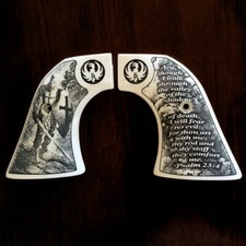 Ivory Ruger Vaquero Blackhawk Grips XR3-RED Frame Crusader Knight Psalm 23:4 picture