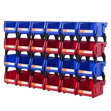 Uimoso Hanging Stackable Storage Bin Plastic Organizer Garage Box 24PCS Blue/Red picture