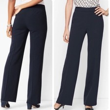 Talbots Easy Travel Wide-leg Trousers Pants Sz 16 Navy Blue Career Preppy picture