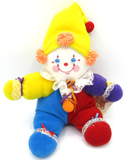 Vtg Russ Berrie CoCo Clown Plush Velour Primary Colors 10