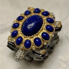 Vintage Kenneth Jay Lane KJL Blue Lapis Turtle Brooch Pin Pendant 1960s/70s picture