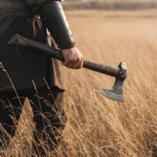 Viking Axe, Carbon Steel Viking Axe, Hand Forged Custom Made Camping Axe picture