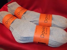 Davido Mens socks crew made in Italy 100% cotton  6 pack gray  size 10-13 picture