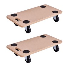 Costway 2pc 440lbs Platform Dolly Rectangle Wood Utility Cart Wheeled Moving picture