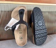 Birkenstock 💅 Papillio Gizeh Flex Vegan Leather Black Platform Sandals 37 6 6.5 picture