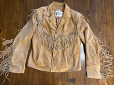 Vintage 70s 80s Leather Fringe Jacket Suede Coat Urban Western Boho Hippie 38/ M picture