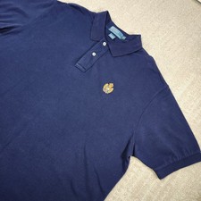 Vintage Polo Ralph Lauren Shirt Men XL Cookie Crest Mesh Polo Crown Blue Cotton picture