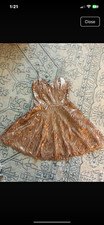 Windsor Gold Sequin Sweetheart Spaghetti Strap Mini Dress, Size M picture