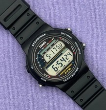 Ultra Rare Scarce Vintage Timex Speedtrak Digital Tachymeter watch Mens (A6) picture