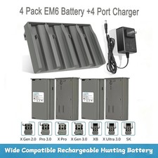4 Packs EM6 6000mAh Battery and 4 Port Charger for Tactacam Reveal Trail Camera picture
