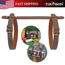 TOURBON Leather Adjustable Picnic Blanket/Mats Carrier Strap Camping for Gift picture