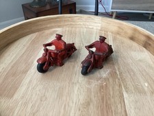 TWO (2) Hubley Motorcycle Red Police Highway Patrol Vintage Antique Toy USA 1930 picture