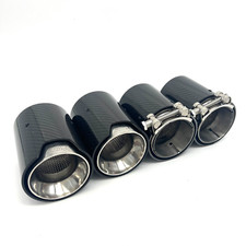 4× For 2015-19 BMW F80 M3 F82 M4 Carbon Fiber Silver Stainless Tip Finishers NEW picture