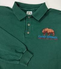 Vintage Denali Alaska Polo Shirt Men Medium National Park Grizzly Bear Nature US picture