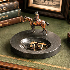 Charming Antique Austrian Cold Painted Bronze Fox Hunt Horse Sculpture Catchall  picture