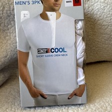 32 DEGREES COOL MEN'S 3 PACK SHORT SLEEVE CREW NECK SHIRT WHITE picture