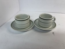 2 Vintage Allegheny/Later Buffalo China Coffee Mugs & Saucers Restaurant Ware picture