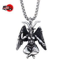 Satanic Sigil of Baphomet Stainless Steel Devil Goat Necklace Men picture
