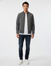 REISS Freddie Mixed Media Jacket Size Small  RETAIL $295  Gray #298 picture