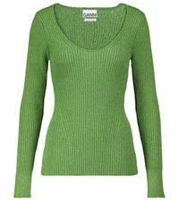 Ganni Green metallic Viscose sweater Size XS Made In Italy NWOT picture