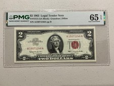 FR 1513 1963 $2 Legal Tender Note Red Seal PMG 65 EPQ picture