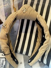 NWT Lele Sadoughi $175 Buff Fleur de Lis Knotted Headband 14K Gold Plated picture