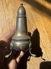 Vintage Crown Sterling Silver Weighted Salt Pepper Shaker Tri-Footed Claw Foot picture