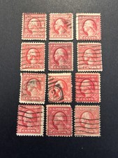 US Stamp 1912-1921 used 12 Washington Red Perf 11x11 unchecked, shades picture
