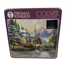 Ceaco Thomas Kinkade Dogwood Chapel 1000 Piece Jigsaw Puzzle Tin Metal Box picture